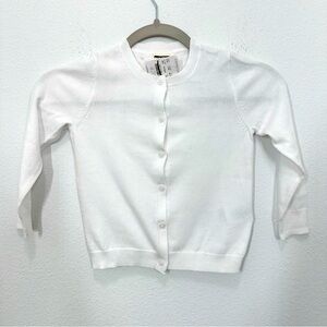 J. Crew Crewcuts Girls Cardigan Size XS 4-5 Crisp Bright White Cotton Summer